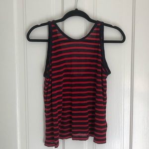 T By Alexander Wang linen tank top.  Red and navy